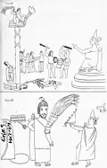 Plates 11 and 12. Sacrifice of a warrior. Moctezuma Ilhuicamina.