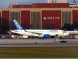 The Bombardier CS100 demonstrated for Delta Air Lines in Atlanta