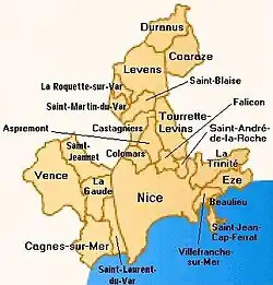 Location of Nice Côte d'Azur