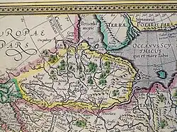 Pustozera on the Petzora River, just north of the Arctic Circle, on a Mercator's map published in 1595