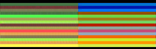 320×200 palette 0 (left: RGB, right: composite monitor)