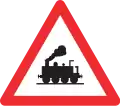 1.16 Railway level crossing with a railway without gate or barrier (Switzerland only)[note 3]