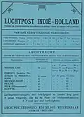 Advertisement card for airmail from the Dutch East Indies to the Netherlands, Europe, America and several countries on the route to the Netherlands. Dated before 1942.