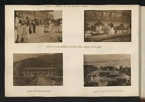 Opening of the Seychelles Hospital. Arrival of the Governor Joseph Byrne and Lady Byrne. Address being read in 1924. Images are archived at The National Archives (United Kingdom) and Seychelles National Library