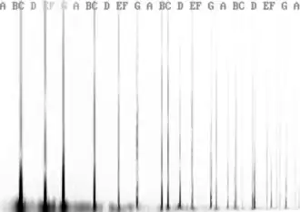 Variable-Q transform spectrogram of a piano chord (generated using FFmpeg's showcqt filter).