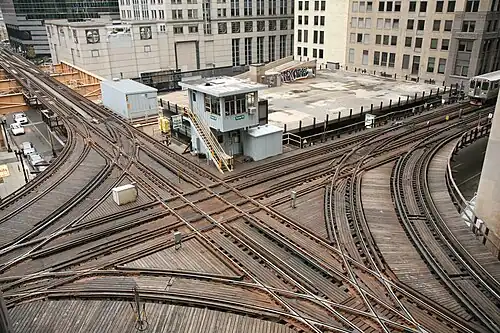 Chicago Transit Authority's Tower 18 at a busy three-quarter union