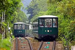 Sixth generation Peak Tram cars at the passing loop