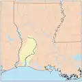 The Calcasieu River formed part of the eastern boundary of the Neutral Ground.
