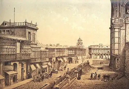 Colonial Calle de los Judíos (Lima) in 1866 by Manuel A. Fuentes and Firmin Didot, Brothers, Sons & Co. University of Chicago Library.[34]