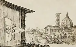 Illustration of an artist using a camera obscura, 17th century