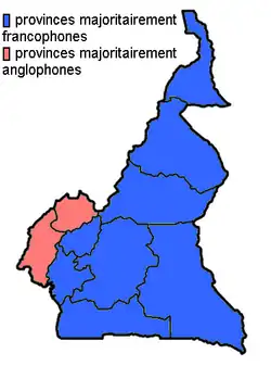 Major colonial languages by province in Cameroon