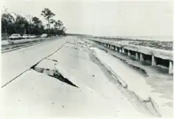 Portions of U.S. Highway 90 sustained damage