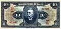 10 mil réis banknote (10$000) from 1925 with President Campos Sales's effigy.