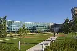 Lawrence Tech's redesigned quad and the Taubman Center.