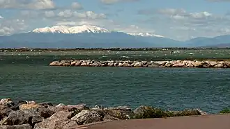 The Canigó peak seen from Port Murano, in Barcarès