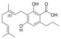 Chemical structure of cannabigerovarinic acid A.