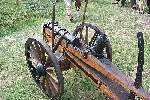 Replica of a medieval Swedish breech-loaded "cart gun" (Swedish: kärrebössa)