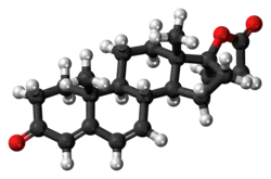 Ball-and-stick model of the canrenone molecule