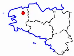 Location of the canton within Brittany
