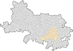 Location of Croisilles within the arrondissement of Arras