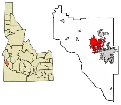 Location of Caldwell in Canyon County, Idaho