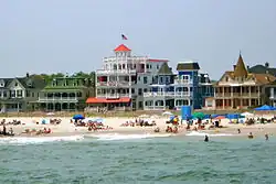 Beach Avenue in Cape May seen from the sea