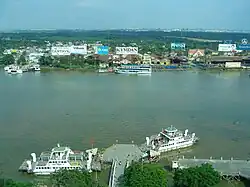 The Thủ Thiêm ferry crossing on Saigon river, which stopped operating in 2012 and now is Thủ Thiêm Pier of Saigon Waterbus