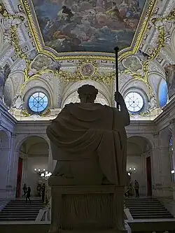 The Spanish monarchy that pays homage to Religion, Giaquinto's fresco above the main staircase in the Royal Palace of Madrid
