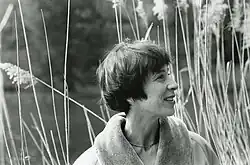 close-up of a woman in a field