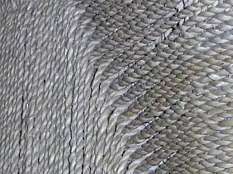 Detail of woven fibers of a carpet