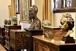 Several busts by Epstein on display, with the nearest depicting Einstein