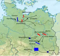 Map of northern Germany showing troop movements