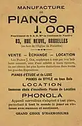 Publicity card, rear, approx. 1910