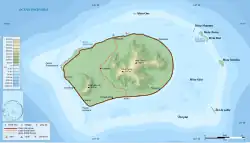 Map of the island of Tubuai, with the airport indicated