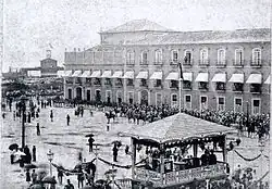 The palace being prepared for the wedding ceremony of Isabel, Princess Imperial and Prince Gaston of Orléans, 1864