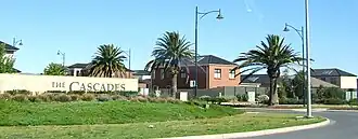 Entrance to The Cascades residential village from Salisbury Highway, Mawson Lakes