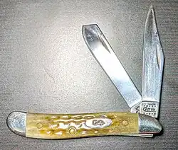 A W.R. Case "Peanut" model with clip and spey blades