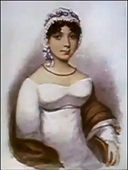 Bust of a woman in profile