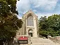 Facade and steps, from the south