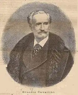 A drawing of a man with a mustache in a suit and coat