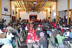 Crowd gathered for the 2009 Ha Kus Teyea Celebration at the Teslin Tlingit Heritage Centre, Yukon.