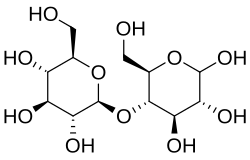 2D representation of the chemical structure of cellobiose .