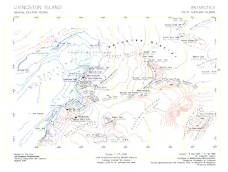 1996 topographic map, first mapping of St.&nbsp;Boris Peak