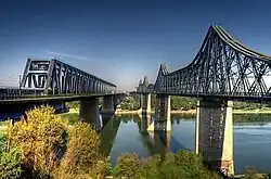 Anghel Saligny Bridge (right) and Cernavodă Bridge (left)