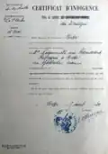 Certificate of indigence for Mrs Nadanowski