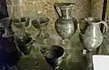 Display case of bucchero vases