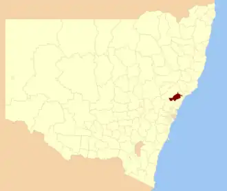 Location in New South Wales