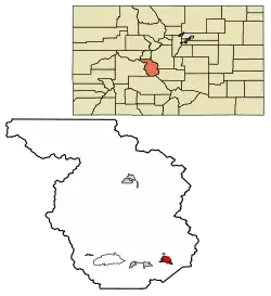 Location of the City of Salida in Chaffee County, Colorado