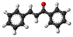 Ball-and-stick model of the chalcone molecule