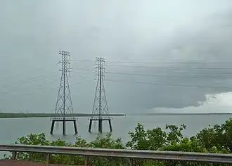 Electricity pylon carrying High voltage power from the power station at Channel Island, Northern Territory.
